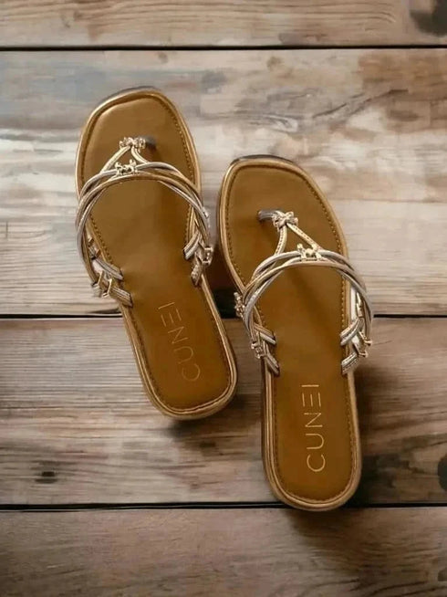Womens Golden Silver Metallic Flats